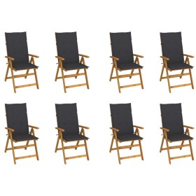 Folding garden chairs and cushions 8 pcs solid acacia wood by vidaXL, Garden chairs - Ref: Foro24-3075054, Price: 610,99 €, D...