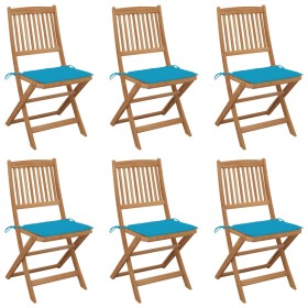 6 pcs folding garden chairs and solid acacia wood cushions by vidaXL, Garden chairs - Ref: Foro24-3074998, Price: 313,99 €, D...