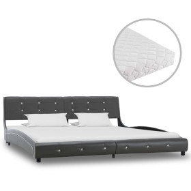 Bed with gray synthetic leather mattress 180x200 cm by vidaXL, Beds and slatted bases - Ref: Foro24-277583, Price: 499,99 €, ...