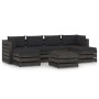 Garden furniture 7 pieces with gray impregnated wood cushions by vidaXL, Garden sets - Ref: Foro24-3068331, Price: 633,46 €, ...