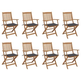 Folding garden chairs 8 units and solid acacia wood cushions by vidaXL, Garden chairs - Ref: Foro24-3075085, Price: 430,99 €,...