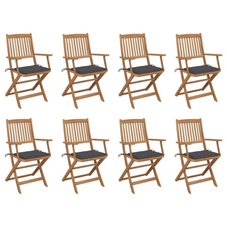 Folding garden chairs 8 units and solid acacia wood cushions by vidaXL, Garden chairs - Ref: Foro24-3075085, Price: 432,99 €,...