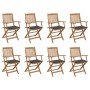 Folding garden chairs 8 units and solid acacia wood cushions by vidaXL, Garden chairs - Ref: Foro24-3075085, Price: 432,99 €,...