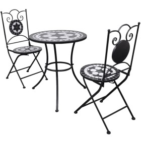 Garden table and chairs set 3 pieces black and white ceramic tile by vidaXL, Garden sets - Ref: Foro24-271772, Price: 206,63 ...