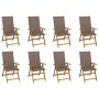 Folding garden chairs and cushions 8 pcs solid acacia wood by vidaXL, Garden chairs - Ref: Foro24-3075062, Price: 658,59 €, D...