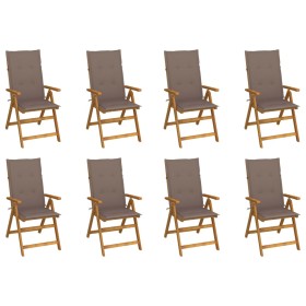 Folding garden chairs and cushions 8 pcs solid acacia wood by vidaXL, Garden chairs - Ref: Foro24-3075062, Price: 657,30 €, D...