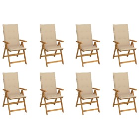 Folding garden chairs and cushions 8 pcs solid acacia wood by vidaXL, Garden chairs - Ref: Foro24-3075057, Price: 645,31 €, D...