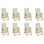 Folding garden chairs and 8 solid acacia wood cushions by vidaXL, Garden chairs - Ref: Foro24-3075066, Price: 589,03 €, Disco...