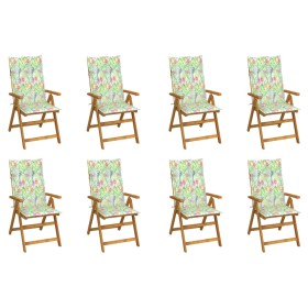 Folding garden chairs and 8 solid acacia wood cushions by vidaXL, Garden chairs - Ref: Foro24-3075066, Price: 589,99 €, Disco...