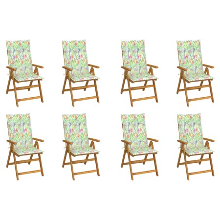 Folding garden chairs and 8 solid acacia wood cushions by vidaXL, Garden chairs - Ref: Foro24-3075066, Price: 589,03 €, Disco...