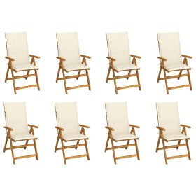 Folding garden chairs and cushions 8 pcs solid acacia wood by vidaXL, Garden chairs - Ref: Foro24-3075056, Price: 614,52 €, D...