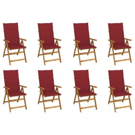 Folding garden chairs and cushions 8 pcs solid acacia wood by vidaXL, Garden chairs - Ref: Foro24-3075063, Price: 601,08 €, D...