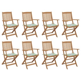 8 pcs folding garden chairs and solid acacia wood cushions by vidaXL, Garden chairs - Ref: Foro24-3075097, Price: 399,93 €, D...