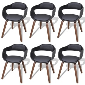 Sillas de comedor 6 uds madera curvada cuero sintético negro de vidaXL, Sillas de comedor - Ref: Foro24-271950, Precio: 819,8...