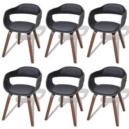 Dining chairs 6 pcs curved wood black synthetic leather by vidaXL, dining chairs - Ref: Foro24-271950, Price: 884,24 €, Disco...