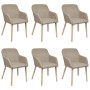 Dining chairs 6 pcs beige fabric and solid oak wood by vidaXL, dining chairs - Ref: Foro24-270571, Price: 663,18 €, Discount: %