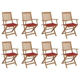 Folding garden chairs 8 units and solid acacia wood cushions by vidaXL, Garden chairs - Ref: Foro24-3075091, Price: 430,99 €,...