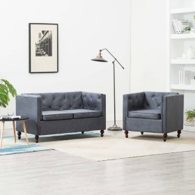 Chesterfield sofa set, 2 pieces, upholstered in gray fabric by vidaXL, Sofas - Ref: Foro24-275628, Price: 517,99 €, Discount: %