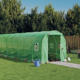 Greenhouse with a green steel structure, 28 m², 14x2x2 m. by vidaXL, Greenhouses - Ref: Foro24-3188022, Price: 401,99 €, Disc...