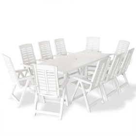 Juego de comedor de jardín 11 piezas plástico blanco de vidaXL, Conjuntos de jardín - Ref: Foro24-275077, Precio: 853,99 €, D...