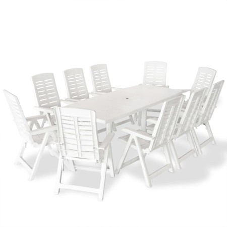 Juego de comedor de jardín 11 piezas plástico blanco de vidaXL, Conjuntos de jardín - Ref: Foro24-275077, Precio: 897,65 €, D...