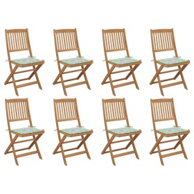 8 pcs folding garden chairs and solid acacia wood cushions by vidaXL, Garden chairs - Ref: Foro24-3075125, Price: 383,99 €, D...