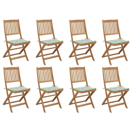 8 pcs folding garden chairs and solid acacia wood cushions by vidaXL, Garden chairs - Ref: Foro24-3075125, Price: 383,55 €, D...