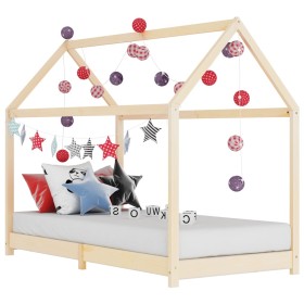 Solid pine wood children's bed frame 90x200 cm by vidaXL, Cribs and beds for children - Ref: Foro24-283348, Price: 176,44 €, ...