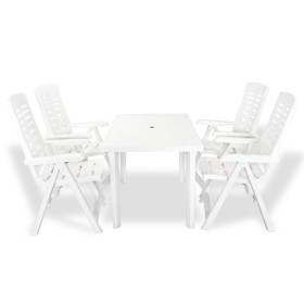 Juego de comedor de jardín 5 piezas plástico blanco de vidaXL, Conjuntos de jardín - Ref: Foro24-275074, Precio: 418,99 €, De...