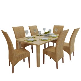 Sillas de comedor 6 unidades ratán marrón natural de vidaXL, Sillas de comedor - Ref: Foro24-274205, Precio: 776,99 €, Descue...