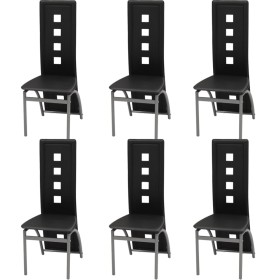 Sillas de comedor 6 unidades cuero sintético negro de vidaXL, Sillas de comedor - Ref: Foro24-274309, Precio: 272,86 €, Descu...