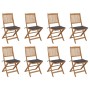 8 pcs folding garden chairs and solid acacia wood cushions by vidaXL, Garden chairs - Ref: Foro24-3075113, Price: 397,09 €, D...