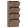 Schuhschrank 4 Türen eichenfarbene Spanplatte 59x24x136 cm von vidaXL, Schuhregale und Schuhorganisatoren - Ref: Foro24-33813...