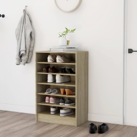 Mueble zapatero madera contrachapada roble Sonoma 60x35x92 cm de vidaXL, Zapateros y organizadores de calzado - Ref: Foro24-8...