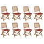 8 pcs folding garden chairs and solid acacia wood cushions by vidaXL, Garden chairs - Ref: Foro24-3075119, Price: 396,76 €, D...