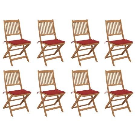 8 pcs folding garden chairs and solid acacia wood cushions by vidaXL, Garden chairs - Ref: Foro24-3075119, Price: 396,76 €, D...