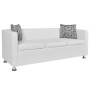 Conjunto de sofás de 2 y 3 plazas y sillón de cuero artificial blanco de vidaXL, Sofás - Ref: Foro24-272180, Precio: 529,75 €...