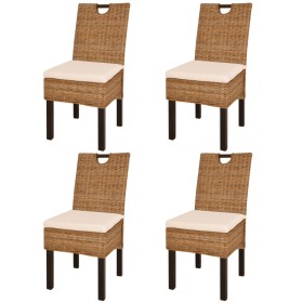 Esszimmerstühle 4 Einheiten kubu Rattan Mangoholz von vidaXL, Essstühle - Ref: Foro24-274362, Preis: 514,53 €, Rabatt: %