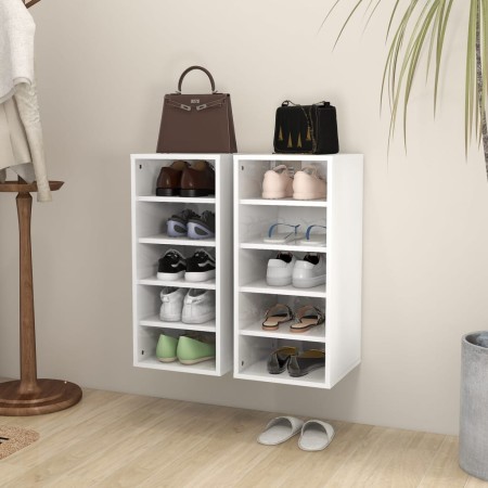 Mueble zapatero 2 uds contrachapado blanco brillo 31,5x35x70 cm de vidaXL, Zapateros y organizadores de calzado - Ref: Foro24...