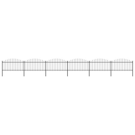 Garden fence with black steel spear tip (1.25-1.5)x10.2m by vidaXL, fence panels - Ref: Foro24-277735, Price: 453,28 €, Disco...