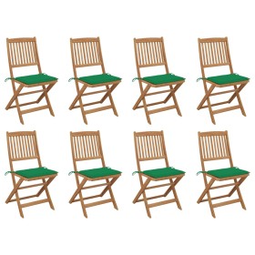 8 pcs folding garden chairs and solid acacia wood cushions by vidaXL, Garden chairs - Ref: Foro24-3075118, Price: 405,99 €, D...