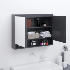 Armario de baño con espejo MDF gris 80x15x60 cm de vidaXL, Tocadores de baño - Ref: Foro24-331534, Precio: 81,17 €, Descuento: %