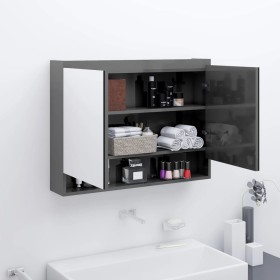 Armario de baño con espejo MDF gris brillante 80x15x60 cm de vidaXL, Tocadores de baño - Ref: Foro24-331533, Precio: 92,99 €,...