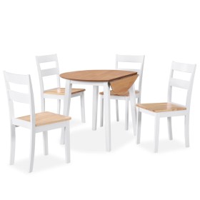 MDF and rubber wood dining set 5 pieces white by vidaXL, Furniture sets for kitchens and dining rooms - Ref: Foro24-274943, P...