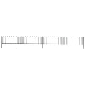 Garden fence with black steel hoop tips 10.2x1 m by vidaXL, fence panels - Ref: Foro24-277661, Price: 409,25 €, Discount: %