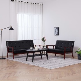 Black Faux Leather 2-Piece Sofa Set by vidaXL, Sofas - Ref: Foro24-278396, Price: 453,01 €, Discount: %