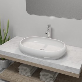 Oval bathroom sink with white ceramic mixer tap by vidaXL, Sinks - Ref: Foro24-275496, Price: 96,26 €, Discount: %