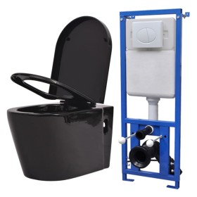 Wall-mounted toilet with hidden black ceramic cistern by vidaXL, Bathrooms - Ref: Foro24-274670, Price: 299,90 €, Discount: %