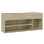 Banco zapatero madera contrachapada roble Sonoma 105x30x45 cm de vidaXL, Zapateros y organizadores de calzado - Ref: Foro24-8...