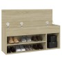 Banco zapatero madera contrachapada roble Sonoma 105x30x45 cm de vidaXL, Zapateros y organizadores de calzado - Ref: Foro24-8...